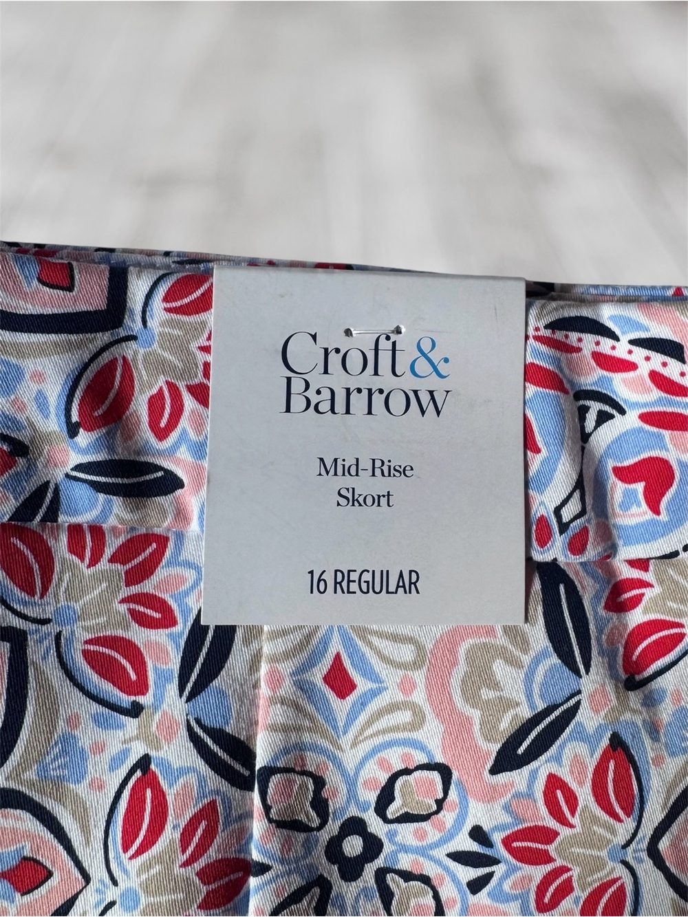 Croft & Barrow Effortless Stretch Skort Size 16 NWT Print Pull-On Pockets - Picture 3 of 9